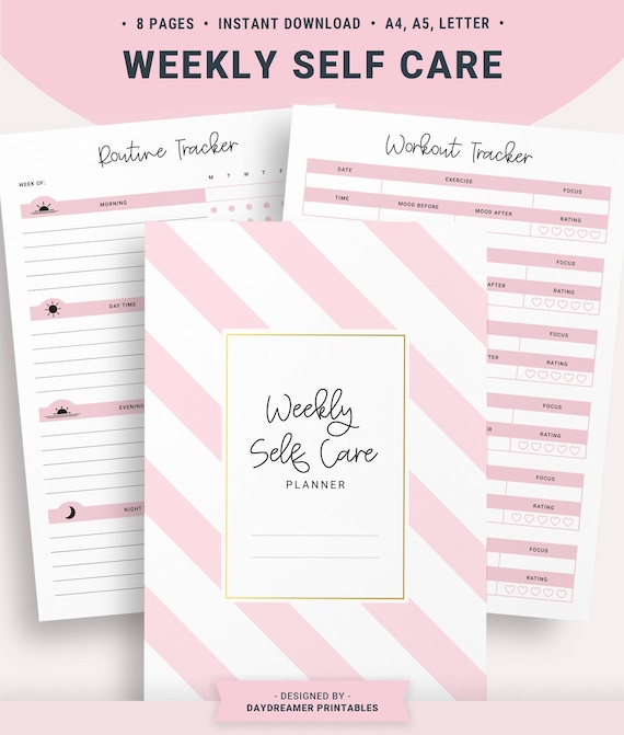 Self Care Planner Kit, Self Care Journal, Anxiety Relief Printable, Health and Wellness Planner, Fitness Planner, Digital Download