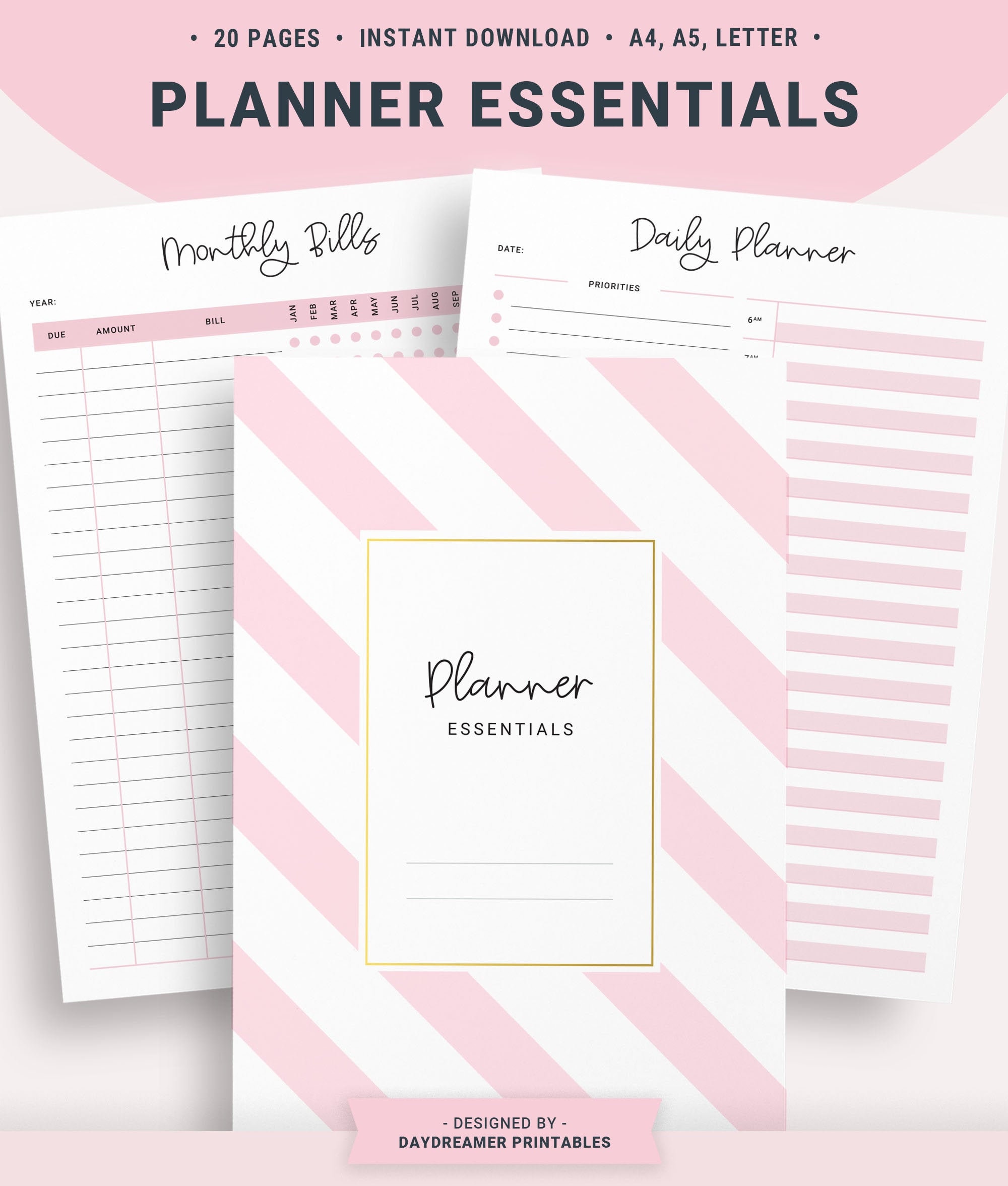 Planner Essentials Printable, Daily Project Planner, Bundle Undated ...