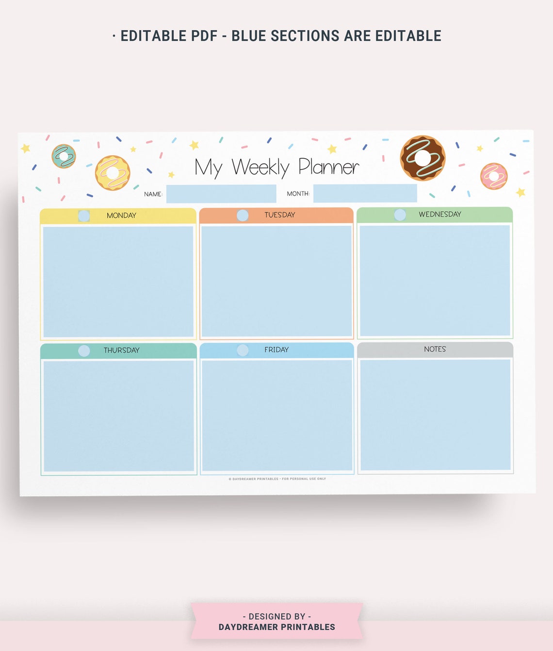 Editable Kids Weekly Calendar Template Printable Kids Weekly | Etsy