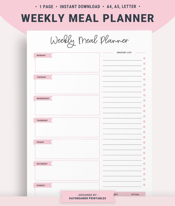 Free Printable Meal Planner - Free Meal Plan Printable