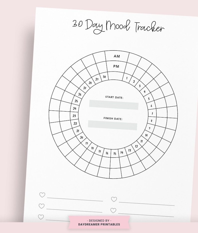 Mood Tracker Printable Monthly Mood Chart Mood Planner | Etsy