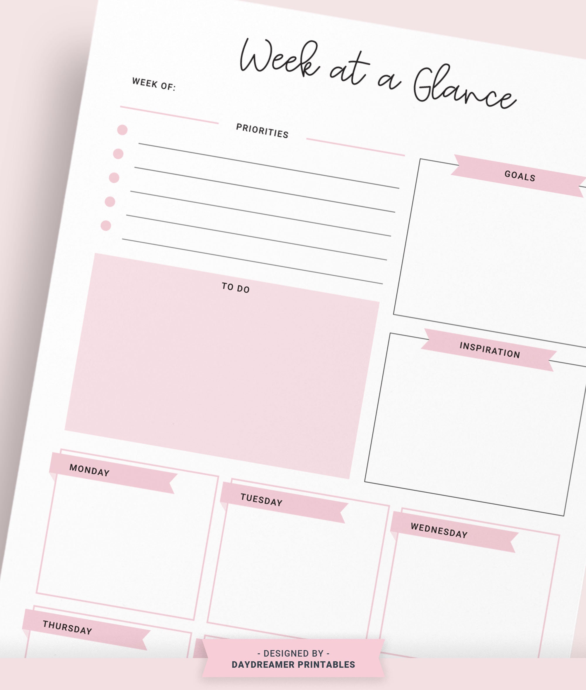 Weekly Planner to Do List - Goal Planner - Digital Download Printable ...
