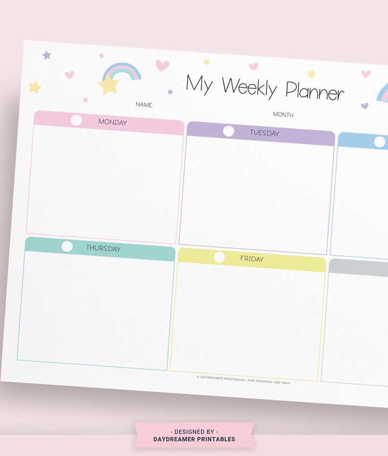 Editable Kids Weekly Calendar Template Printable Kids Weekly - Etsy Canada