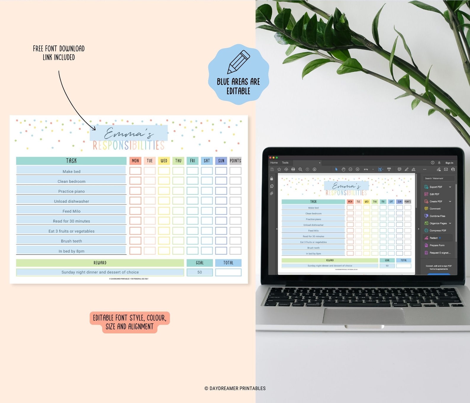 Kids Responsibility Chart Printable, Responsibility Chart for Kids ...