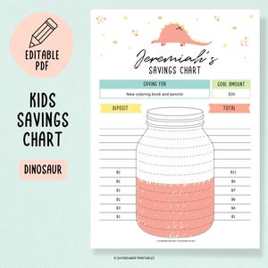 Kids Savings Tracker, Savings Jar Printable, Kids Savings Goal Chart, Money Jar for Kids, Teach Kids To Save Money, Kids Savings Challenge