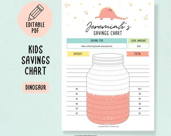 Kids Savings Tracker, Savings Jar Printable, Kids Savings Goal Chart, Money Jar for Kids, Teach Kids To Save Money, Kids Savings Challenge