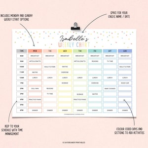 Editable Kids Weekly Planner Schedule Chart