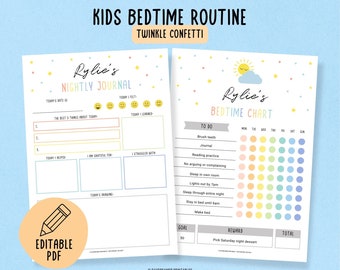 Kids Bedtime Checklist and Gratitude Journal - Printable Sleep Tracker with Reward Chart and Journal Prompts