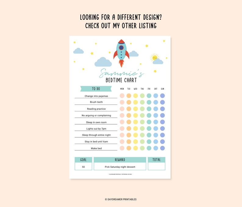 Kids Bedtime Chart for Sleeping PDF