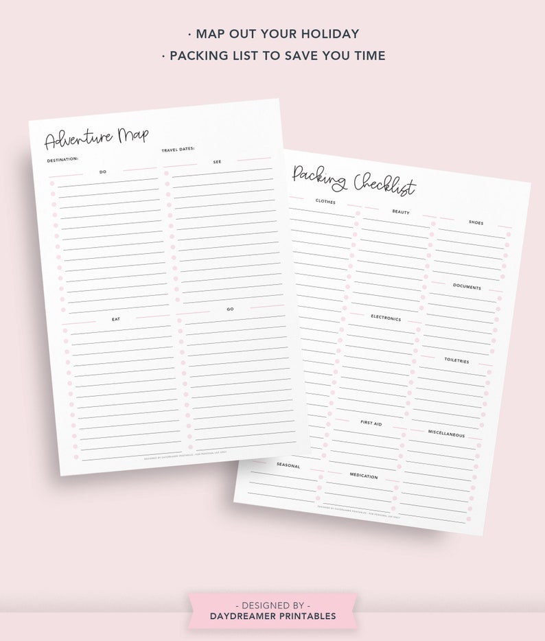 Travel Planner Pages, Printable Travel to Do List, Travel Organizer ...
