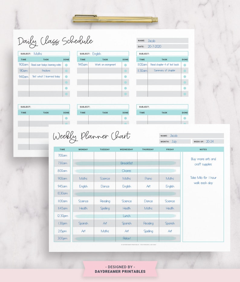Homeschool Schedule Printable, Homeschool Planner Template, Kids Daily Schedule Homeschool Calendar, Kid's Responsibility Chart, Chore Chart image 3