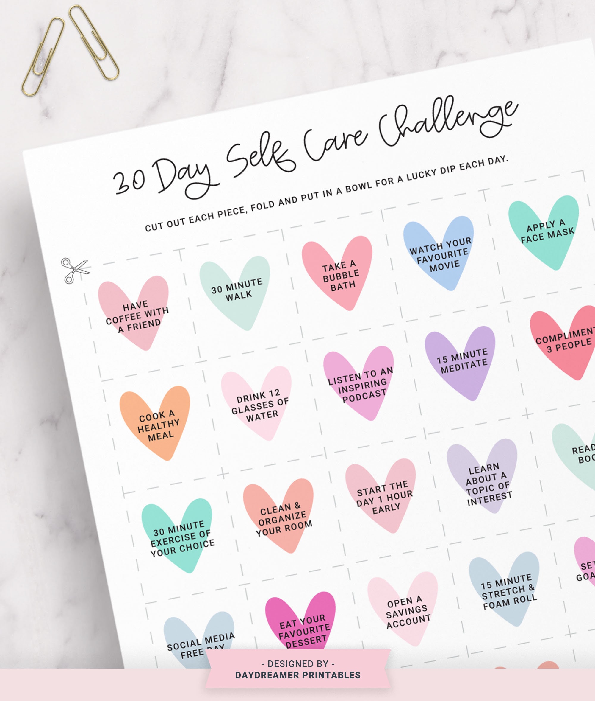 Self Care 30 Day Challenge Printable Planner, Self Care Calendar, Self ...