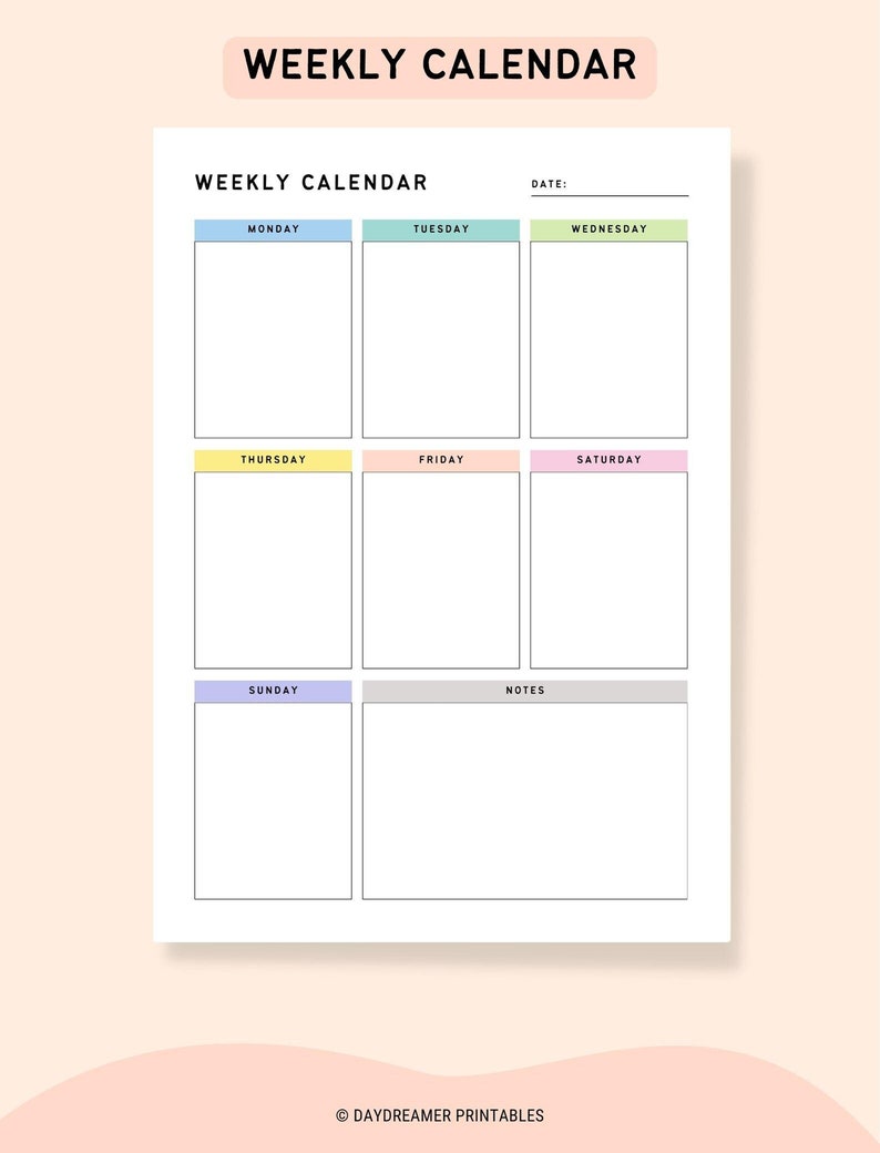 My Week Schedule.pdf Weekly Schedule Template, Printable Weekly Planner, Weekly Calendar ...