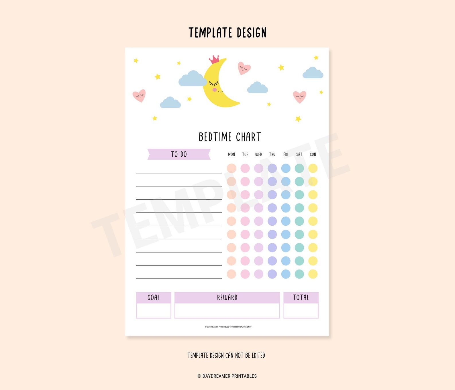 Kids Stay in Bed All Night Reward Chart, Toddler Sleeping Tracker ...
