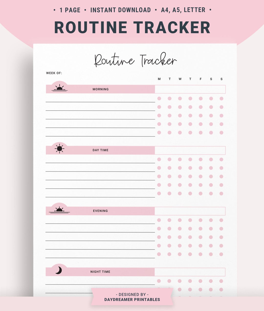 Printable Daily Schedule Night