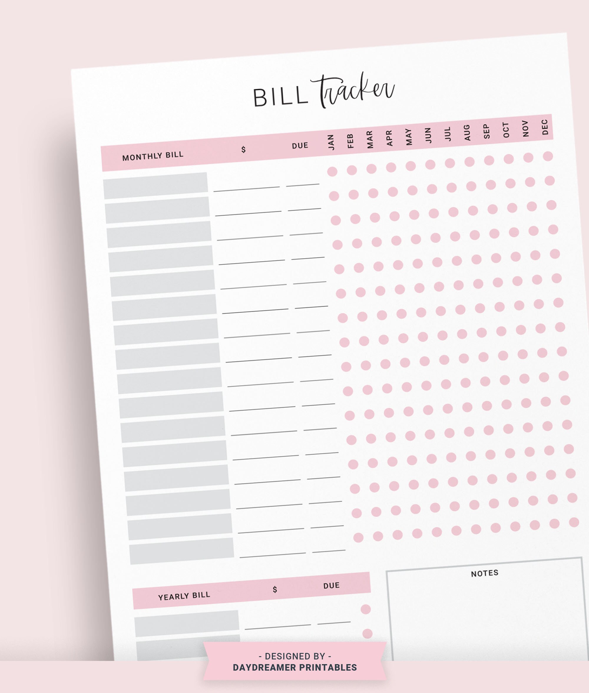 Bill Tracker, Payment Tracker, Monthly Bills, Budget Printable, Bills