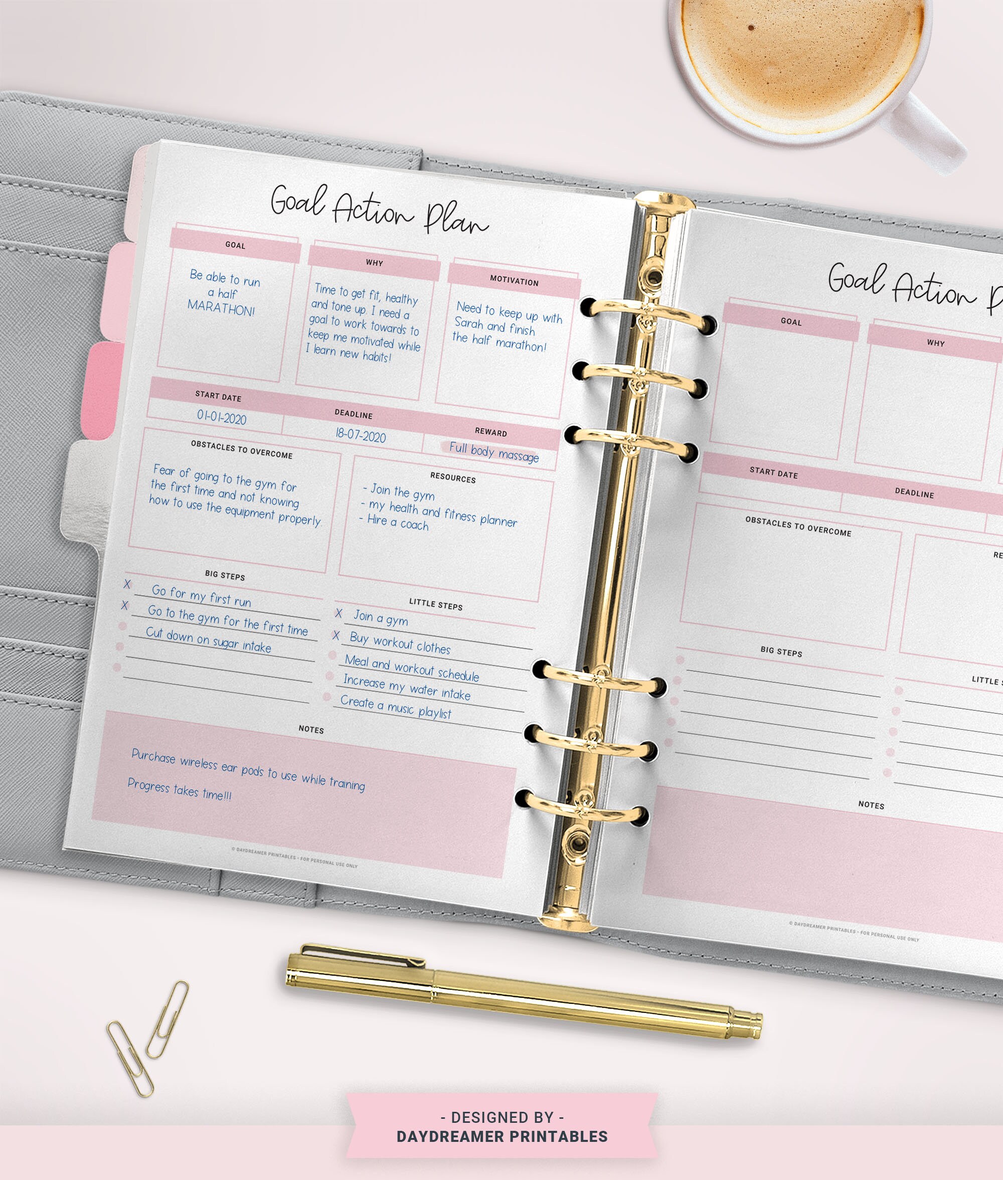 Goal Planner Printable, Goal Tracker, Goal Setting Worksheet, Life Planner, Productivity Success Planner