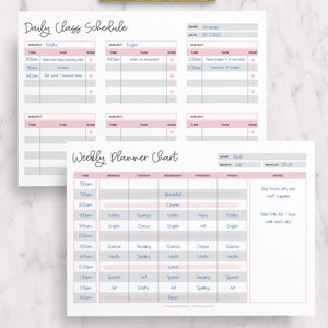 Homeschool Schedule Printable, Homeschool Planner Template, Kids Daily Schedule Homeschool Calendar, Kid's Responsibility Chart, Chore Chart image 2