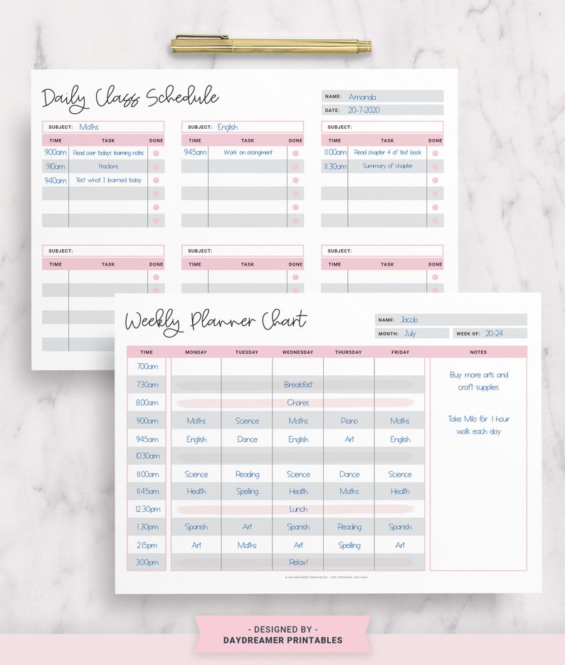 Homeschool Schedule Printable, Homeschool Planner Template, Kids Daily Schedule Homeschool Calendar, Kid's Responsibility Chart, Chore Chart image 2