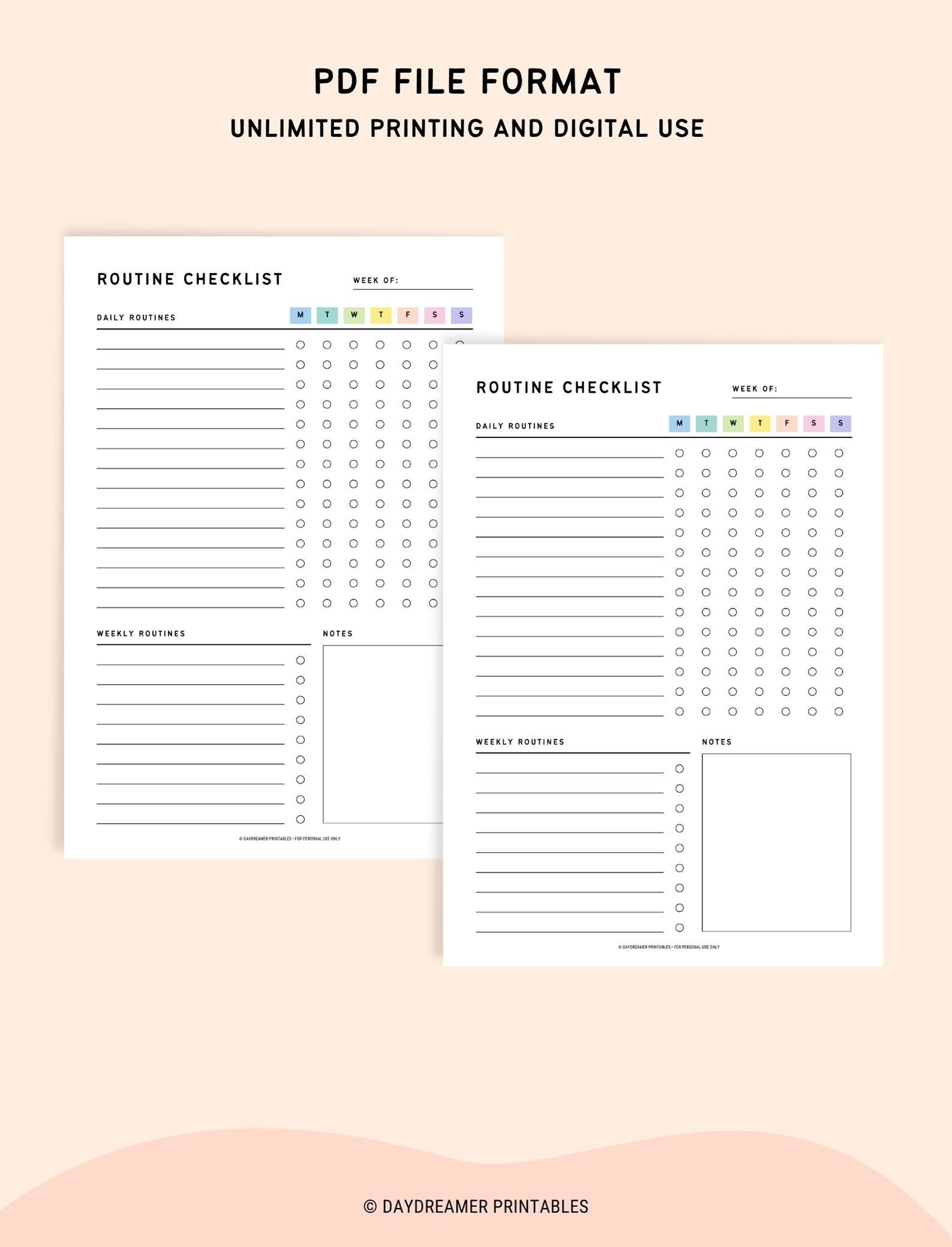 Printable Routine Checklist for Tracking Daily and Weekly Habits ...
