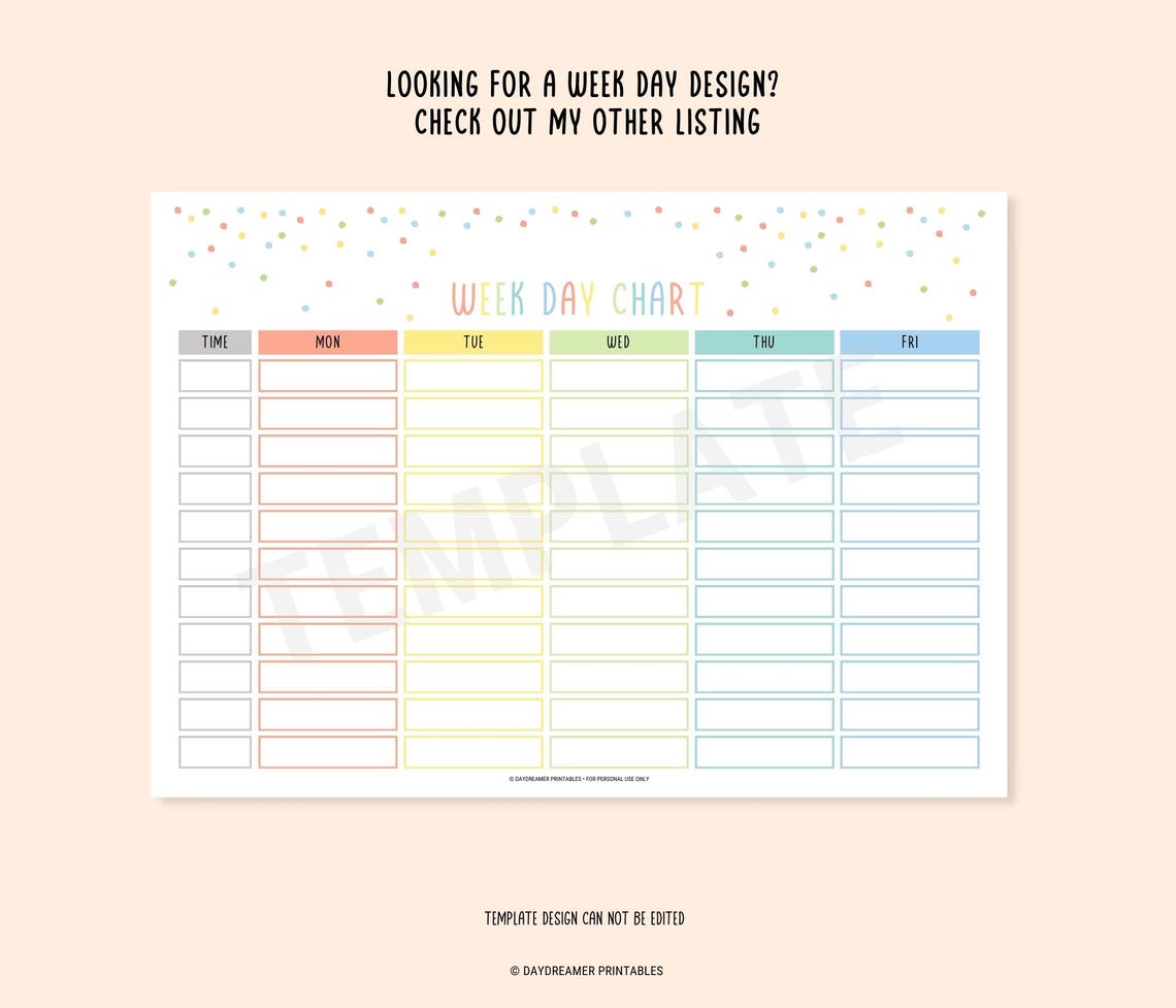Editable Kids Weekly Planner Schedule Chart, Kids Daily Schedule ...