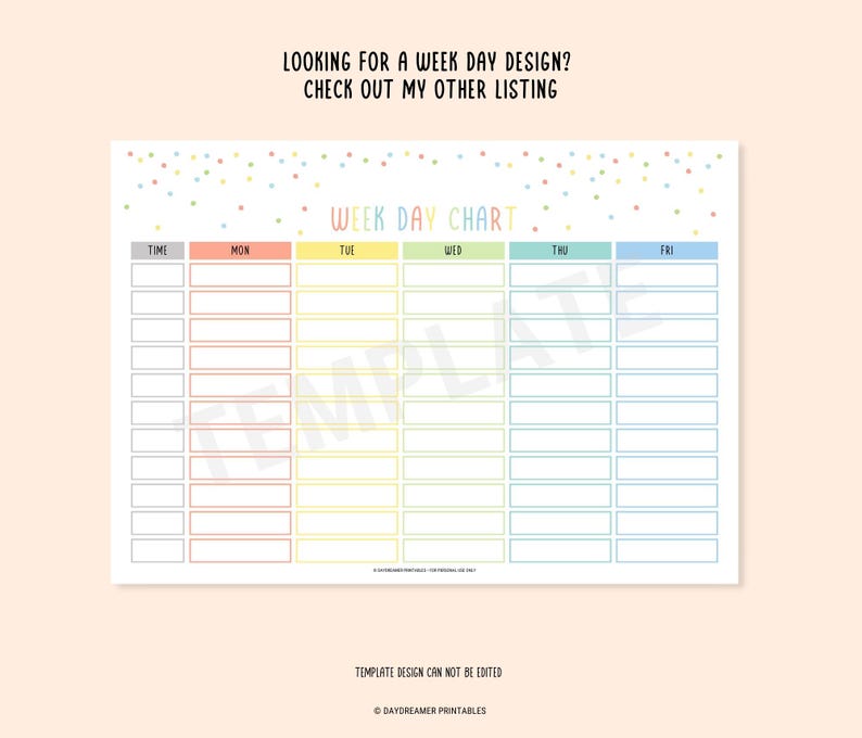 Kids Weekly Chores, Editable PDF