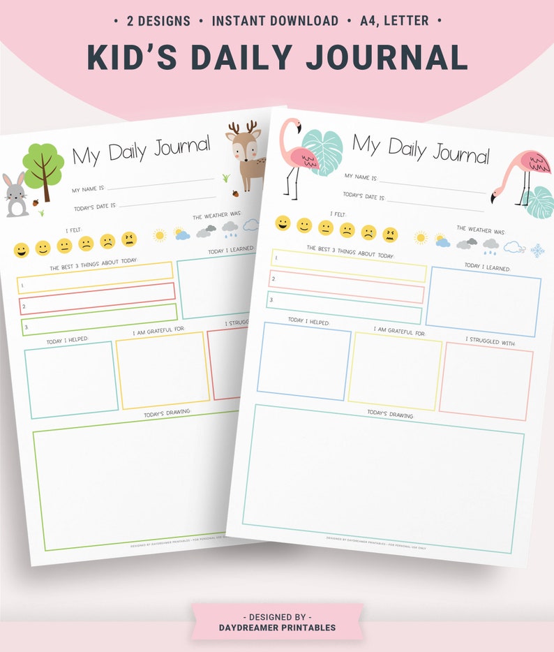 Kids Daily Journal Printable Journal for Kids Diary for | Etsy