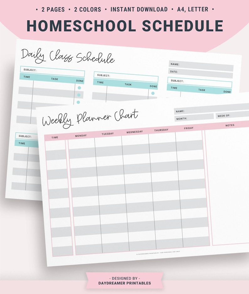 Printable Homeschool Schedule Planner Template