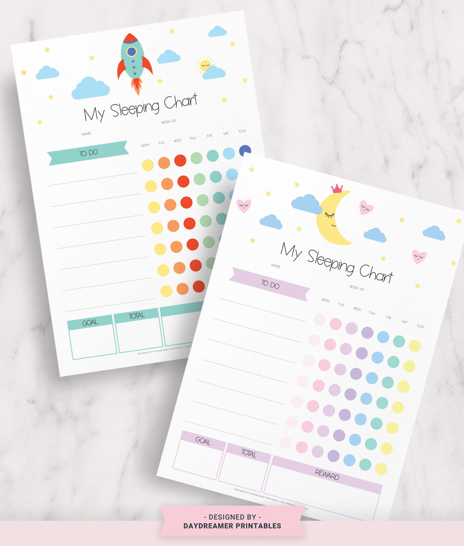 Kids Stay in Bed All Night Reward Chart Toddler Sleeping | Etsy