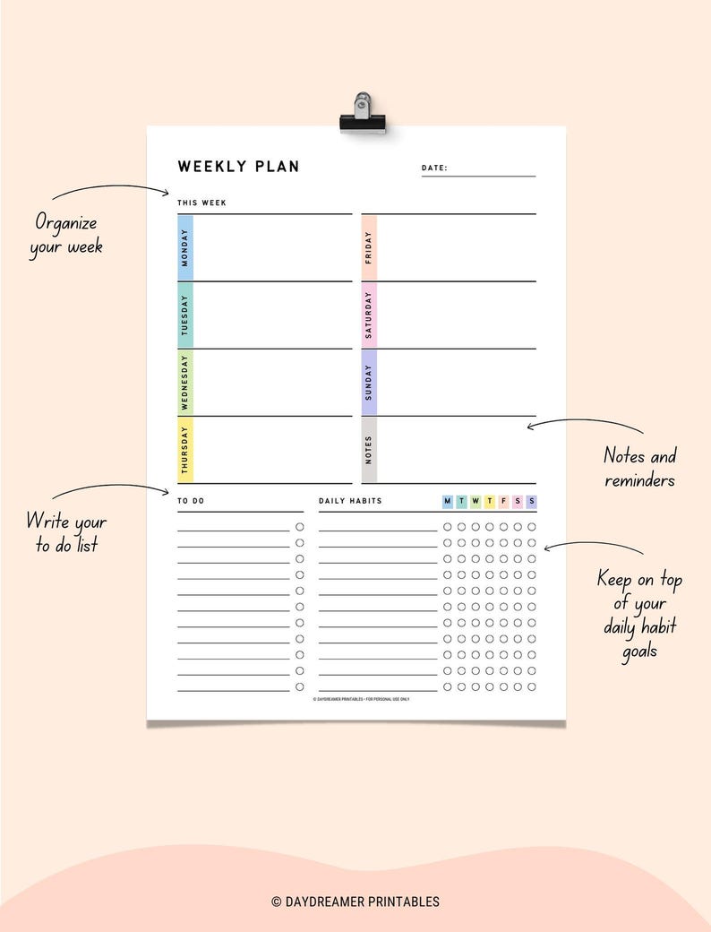 Printable Daily Weekly Monthly Task Tracker - Daily Planner to Do List ...