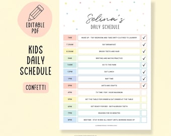 Editable Kids Daily Routine Checklist, Printable Children's Chore Chart, Morning & Evening Activities for Toddlers - Digital Download PDF