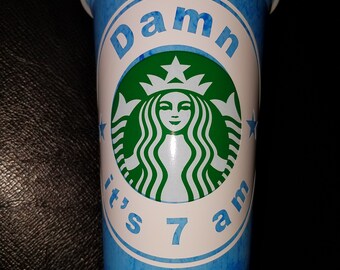 Starbucks Reusable Cup: Blue 16 oz, Funny Decal Gift