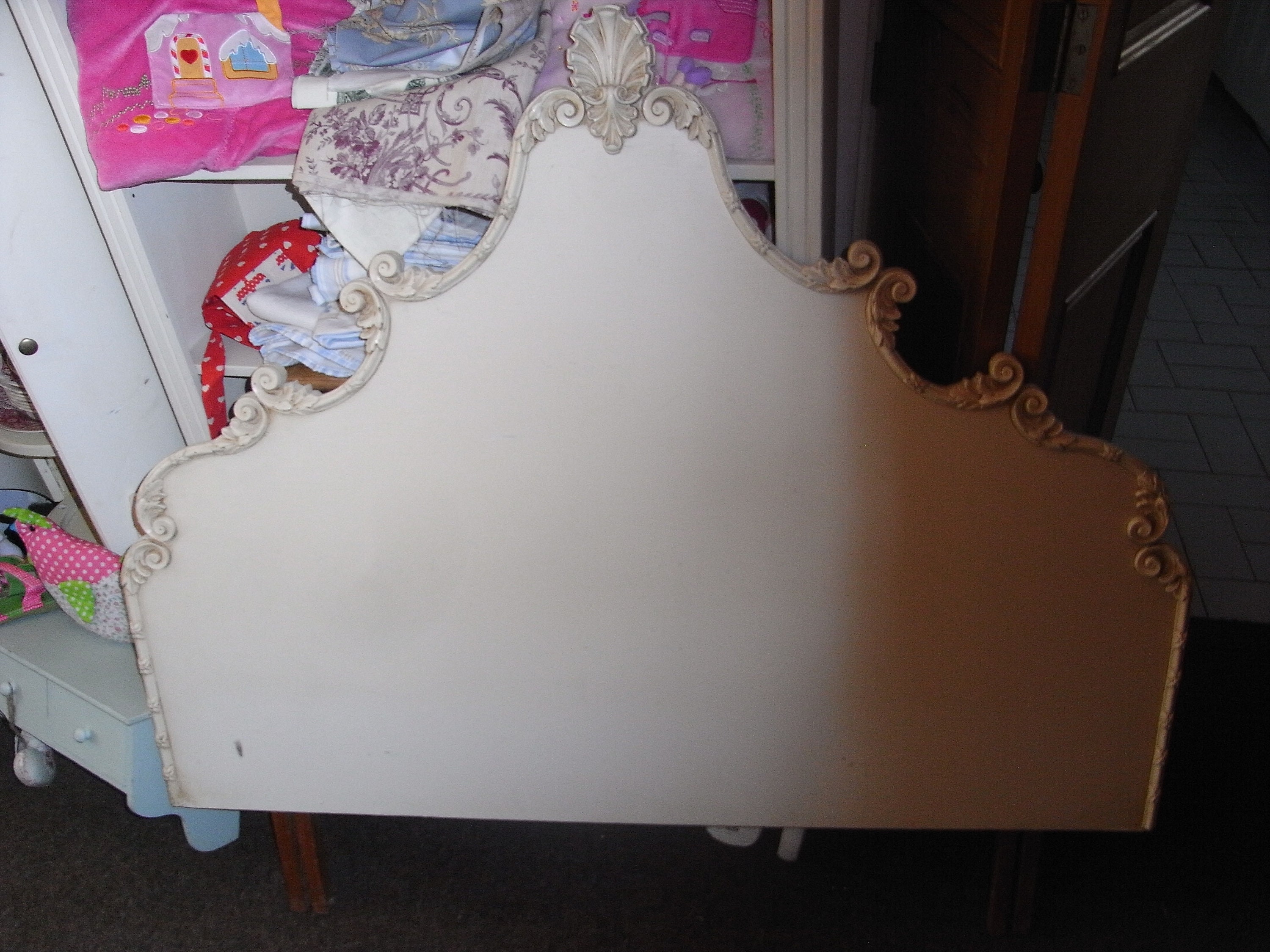 Vintage single bed headboard painted Winter white. Etsy