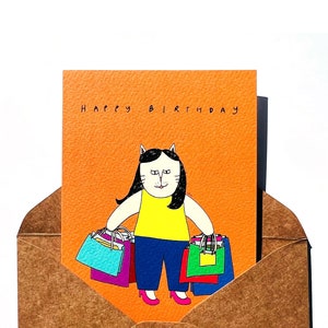 Happy Birthday All for you Cat illustration Blank Card