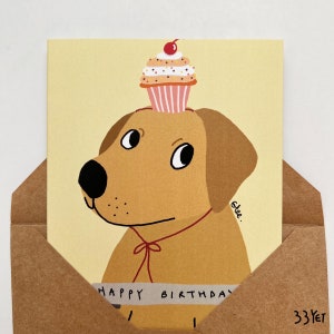 Labrador Retriver Joyeux anniversaire 015 Cher mon ami Chien mignon Carte illustrée vierge