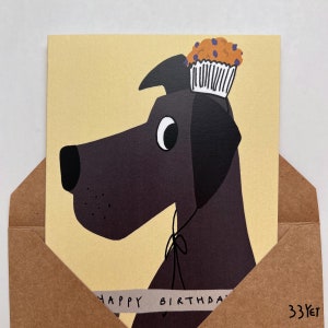 Dogue Allemand Joyeux Anniversaire 012 Cher Mon Ami Chien Mignon Carte Illustrée Vierge