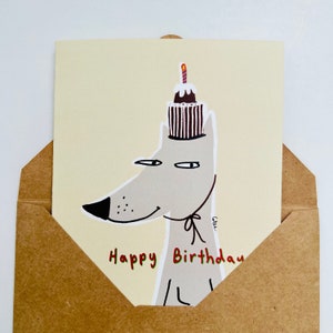 Whippet Joyeux anniversaire 02 Dearest My Friend Cute Dog Illustrated Card Blank