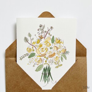 Flower Illustration Card Get Well Sympathy Anniversary Birthday Graduation Blank Card
