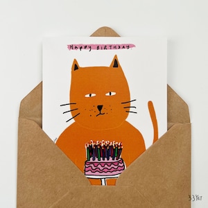 Carte d'anniversaire petit gâteau Carte de chat mignon Joyeux anniversaire à un ami de la famille