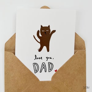 Je t'aime papa, jolie carte de fête des pères, carte de chat, carte simple