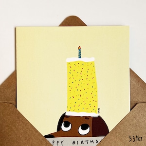 Teckel Joyeux Anniversaire 06 Cher Mon Ami Chien Mignon Illustré Carte Vierge