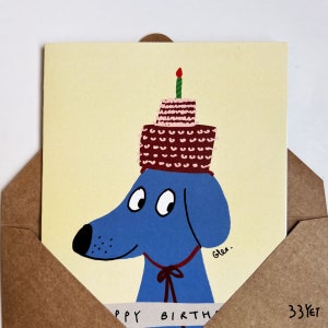 Carte illustrée bleue Happy Birthday 05 Dearest My Friend