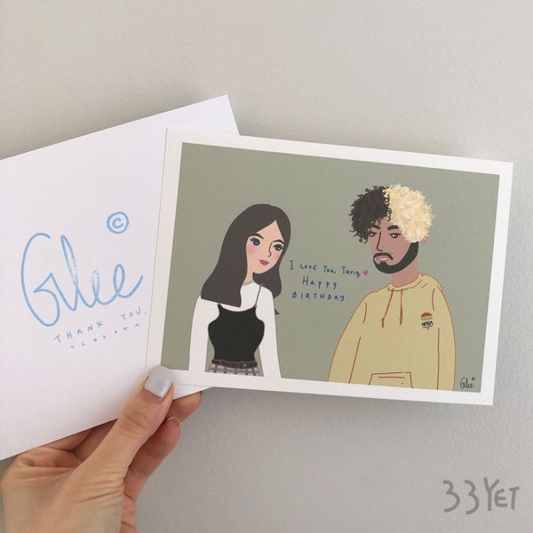 Forever love Custom Made Valentine Card , Boyfriend Girlfriend Gift, Birthday Card, Illustrated,, Anniversary (Digital Files Included)