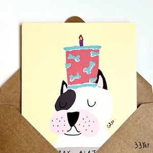 Bouledogue français joyeux anniversaire 03 très cher mon ami chien mignon carte illustrée vierge