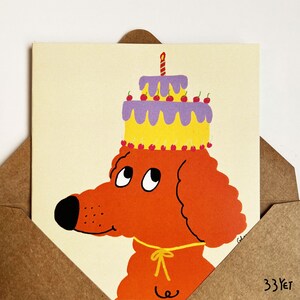 Caniche Joyeux anniversaire 04 Cher mon ami Chien mignon Carte illustrée vierge