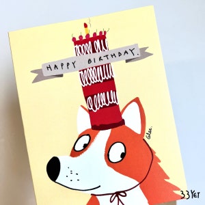 Corgi Joyeux anniversaire 01 Cher mon ami Chien mignon Carte illustrée vierge