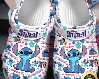 Personalized Name With Lilo Stitch Crocband Clogs Shoes, Clogs Shoes For Men Women and Kid, Funny Clogs Crocs, Crocband, Holiday Funny Gift