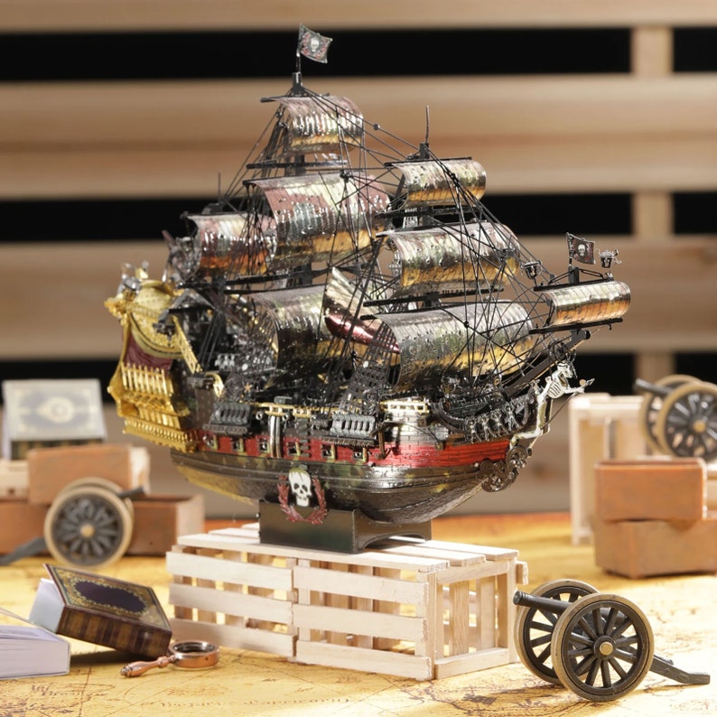 3D Metal Puzzle The Queen Anne's Revenge Jigsaw Pirate Ship DIY Model Building Kits Toys for Teens Brain Teaser image 1