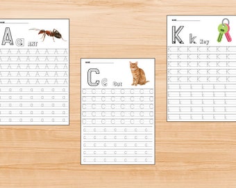 Alphabet Numbers Tracing Sheet Homeschool Kindergarten Preschool, Educational Number Writing