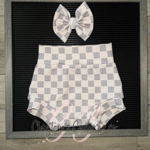 RESTOCKED White & Black Checkered Bow Bummies OR Bow and 